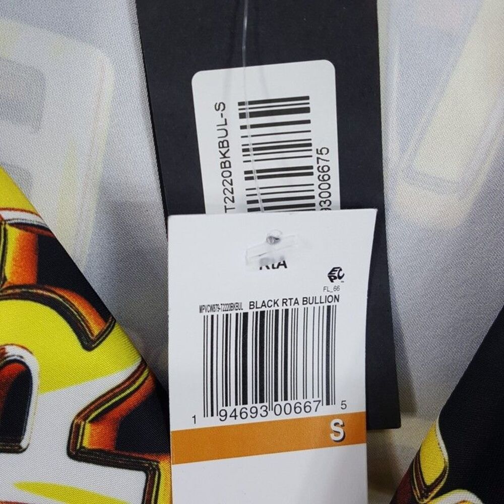 RTA Button Shirt Mens Small Black Gold Short Sleeve Logo NATHAN $160 - Picture 5 of 9